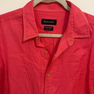 Massimo Dutti Men's Coral Button Down Shirt, XL